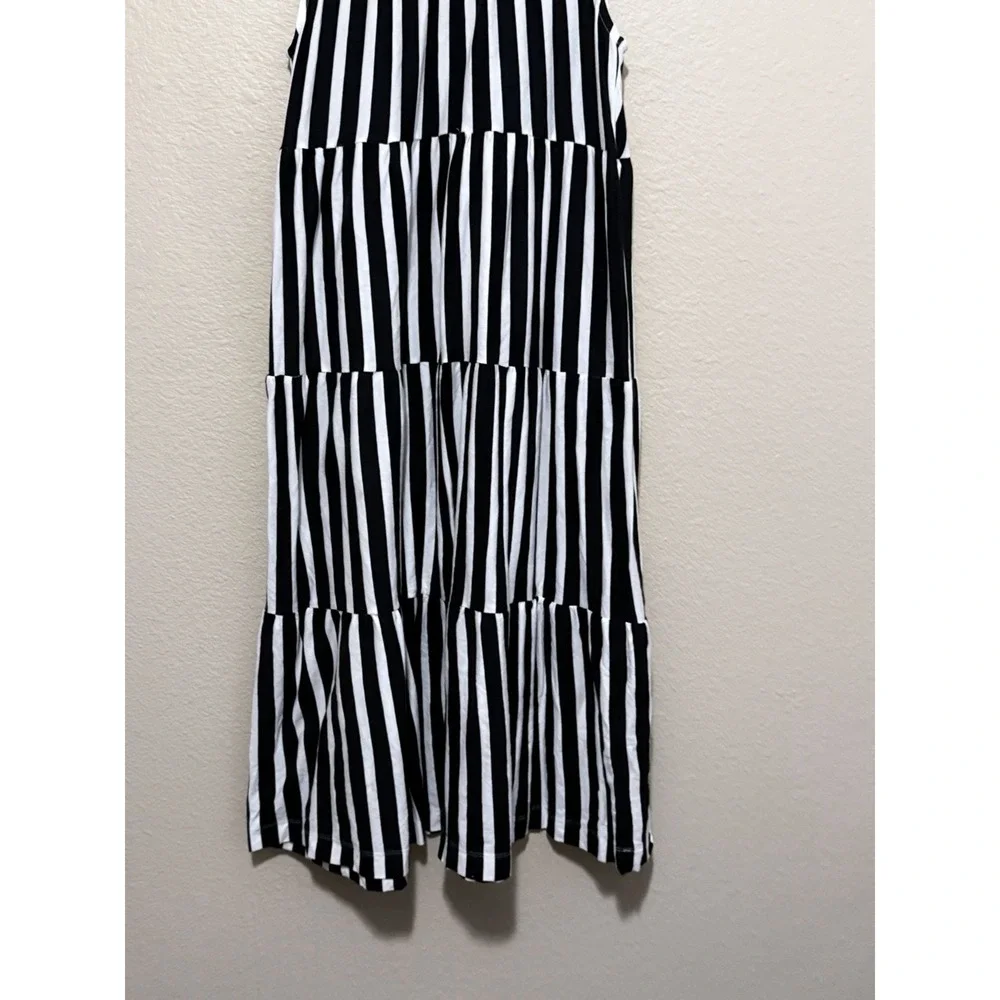 J Crew‎ Tiered tank dress stripe Cotton Navy Blue White Nautical Sleeveless